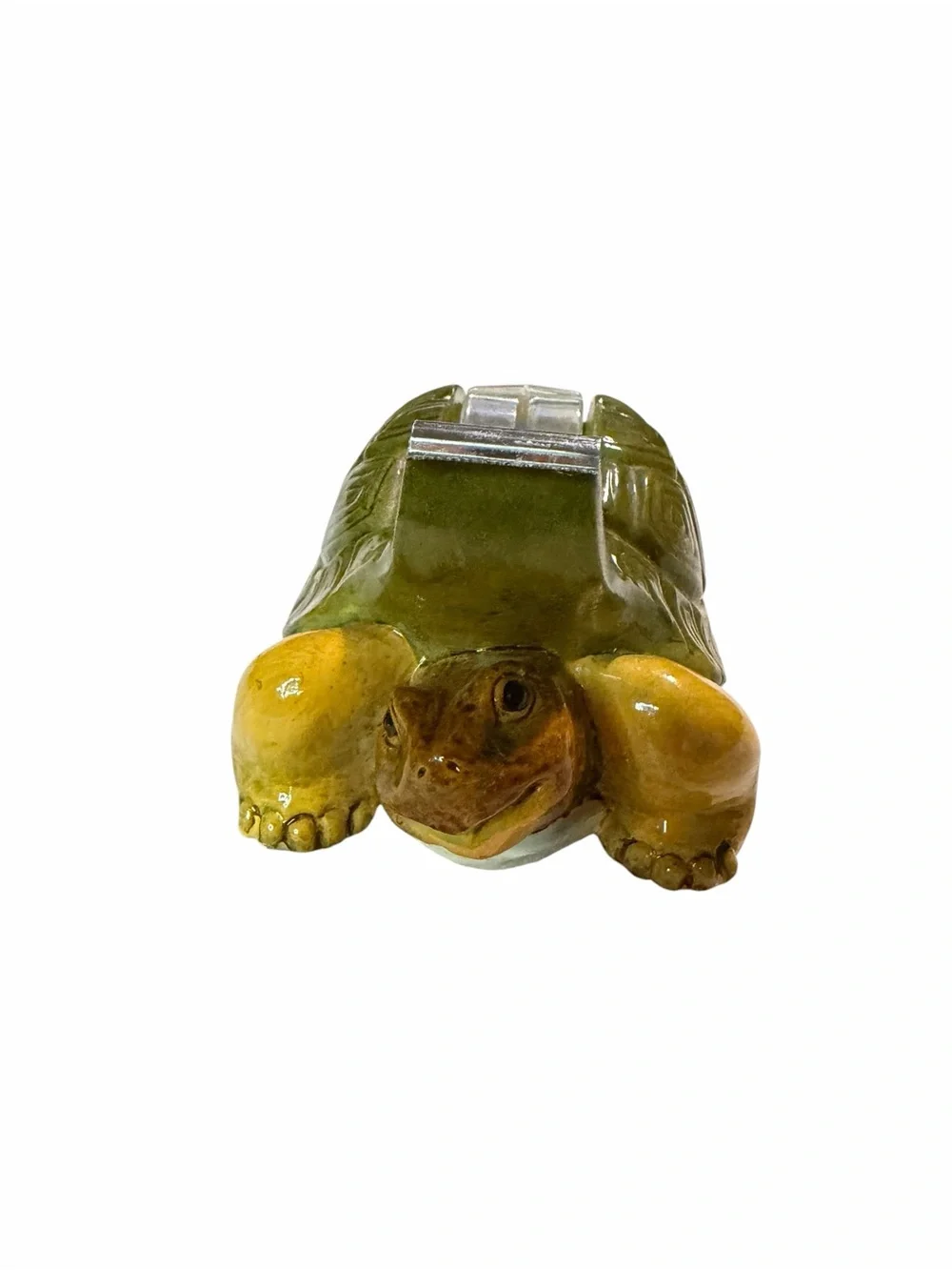 Vintage Green & Yellow Ceramic Turtle Tape Dispenser